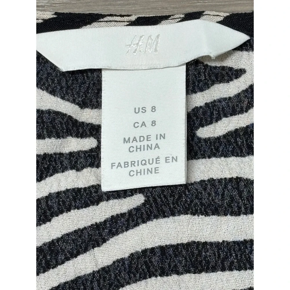 Used H&M Womens Black White Zebra Print Long Sleeve Top US Size 8 Excellent Cond - Picture 5 of 8